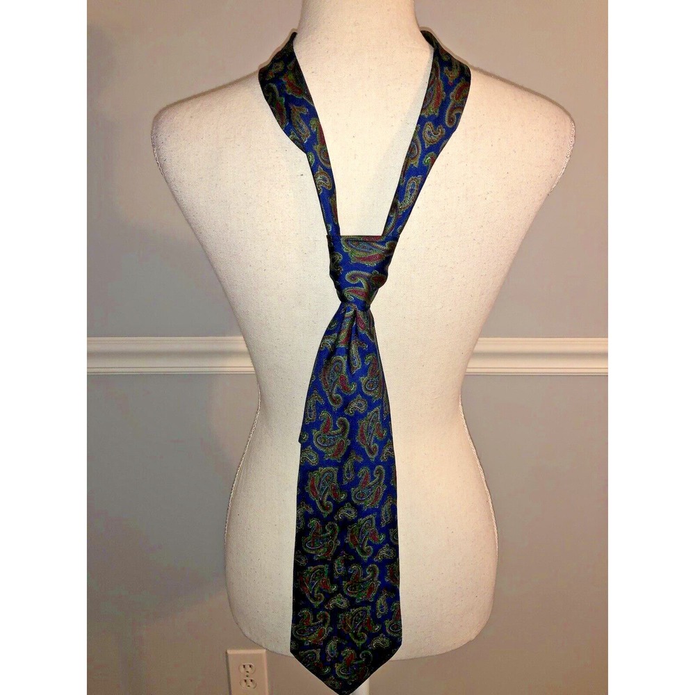 Steffano Rossini Tie Neck Tie Paisley 100% Imported Silk Blue